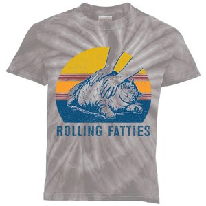 Cat Rolling Fatties Funny Kids Tie-Dye T-Shirt