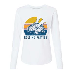 Cat Rolling Fatties Funny Womens Cotton Relaxed Long Sleeve T-Shirt