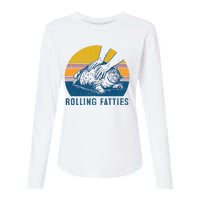 Cat Rolling Fatties Funny Womens Cotton Relaxed Long Sleeve T-Shirt