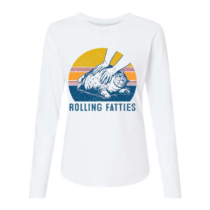 Cat Rolling Fatties Funny Womens Cotton Relaxed Long Sleeve T-Shirt