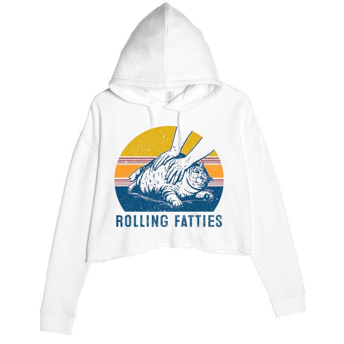 Cat Rolling Fatties Funny Crop Fleece Hoodie