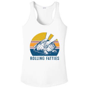 Cat Rolling Fatties Funny Ladies PosiCharge Competitor Racerback Tank