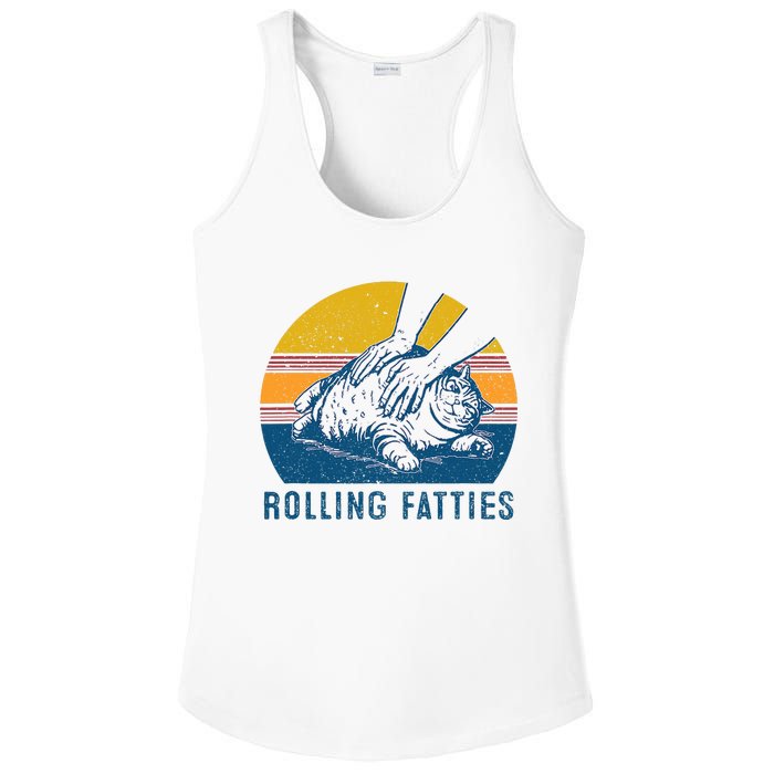 Cat Rolling Fatties Funny Ladies PosiCharge Competitor Racerback Tank