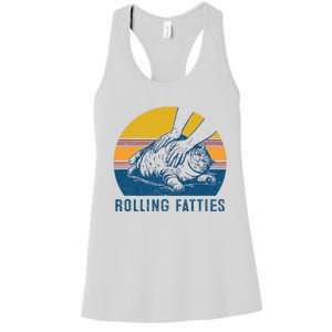 Cat Rolling Fatties Funny Women's Racerback Tank