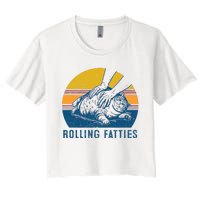 Cat Rolling Fatties Funny Women's Crop Top Tee