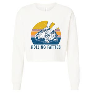 Cat Rolling Fatties Funny Cropped Pullover Crew