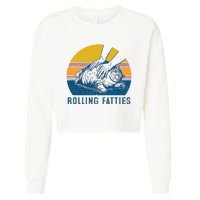 Cat Rolling Fatties Funny Cropped Pullover Crew