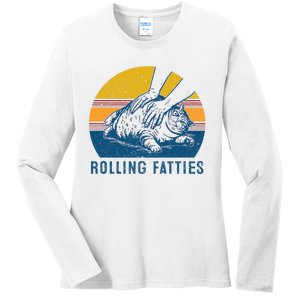 Cat Rolling Fatties Funny Ladies Long Sleeve Shirt