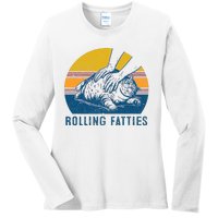 Cat Rolling Fatties Funny Ladies Long Sleeve Shirt