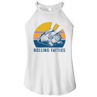 Cat Rolling Fatties Funny Women's Perfect Tri Rocker Tank