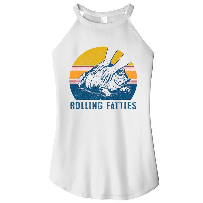 Cat Rolling Fatties Funny Women's Perfect Tri Rocker Tank