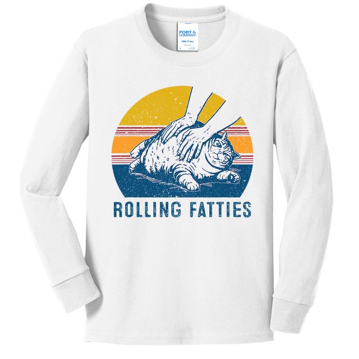 Cat Rolling Fatties Funny Kids Long Sleeve Shirt