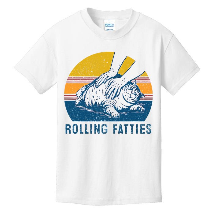 Cat Rolling Fatties Funny Kids T-Shirt