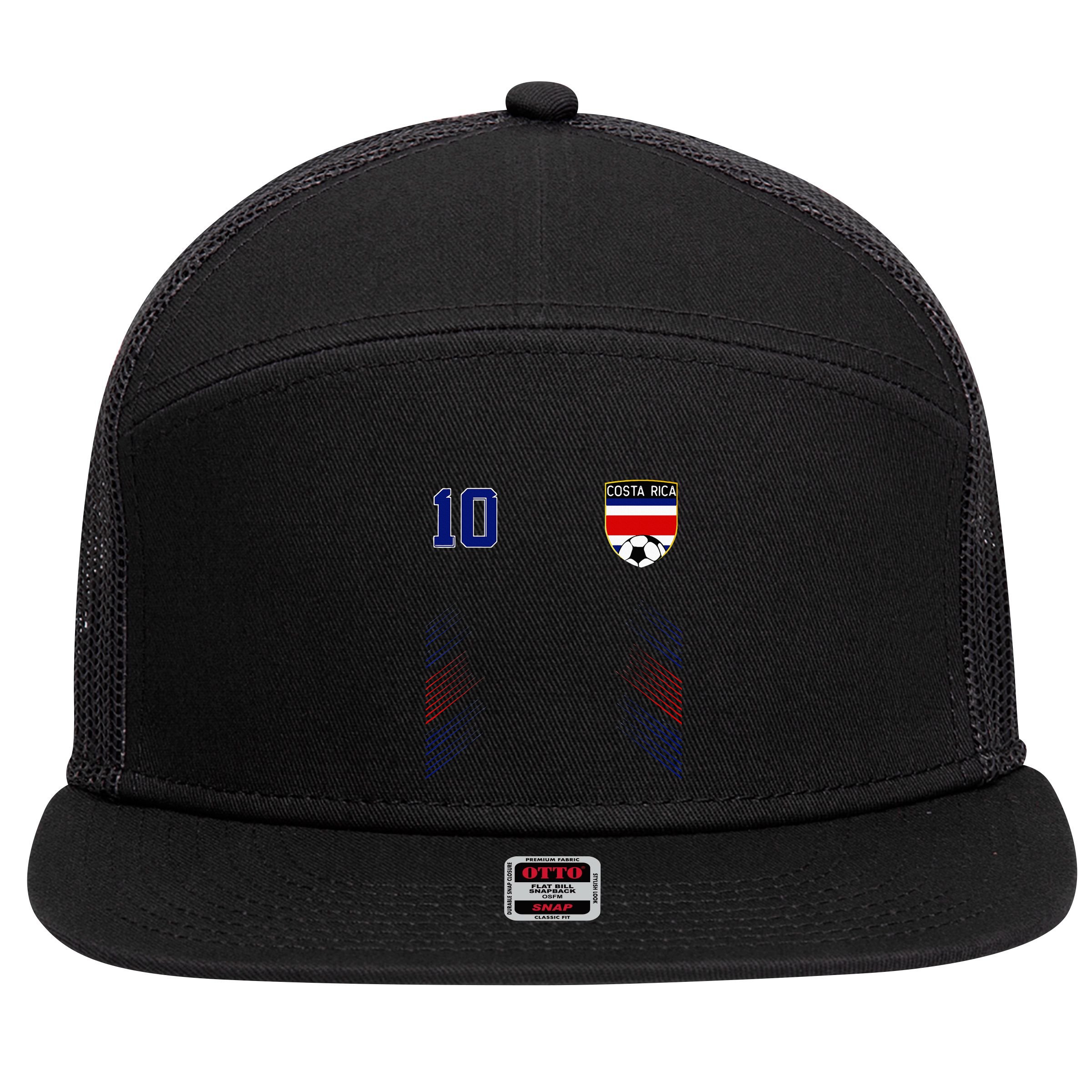 Costa Rica Flag Costa Rican Pride Lovers 7 Panel Mesh Trucker Snapback Hat