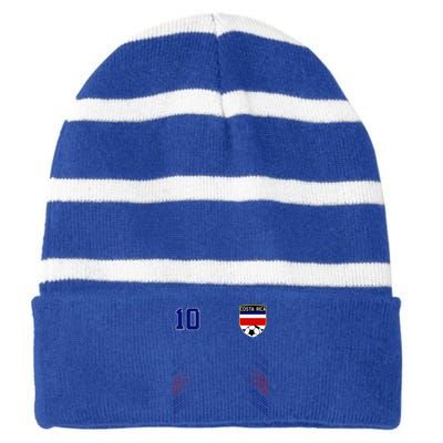 Costa Rica Flag Costa Rican Pride Lovers Striped Beanie with Solid Band