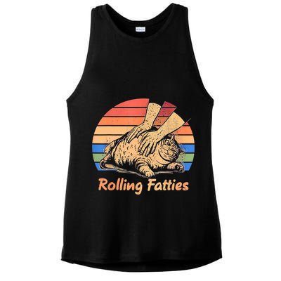 Cat Rolling Fatties Funny Ladies PosiCharge Tri-Blend Wicking Tank