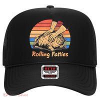 Cat Rolling Fatties Funny High Crown Mesh Back Trucker Hat