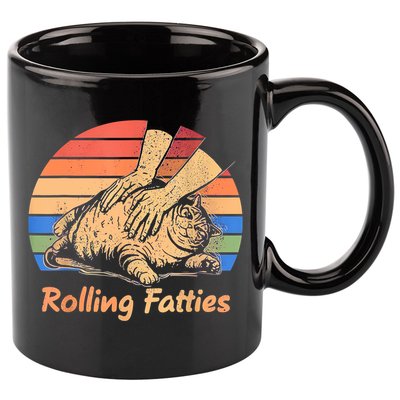 Cat Rolling Fatties Funny 11oz C Handle Ceramic Mug