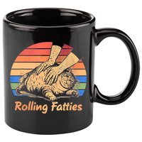 Cat Rolling Fatties Funny 11oz C Handle Ceramic Mug