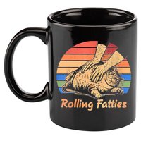 Cat Rolling Fatties Funny 11oz C Handle Ceramic Mug