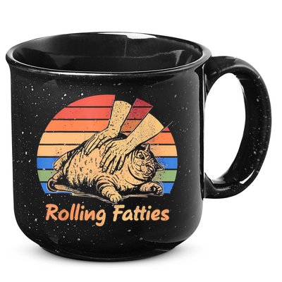 Cat Rolling Fatties Funny 15oz Campfire Ceramic Mug