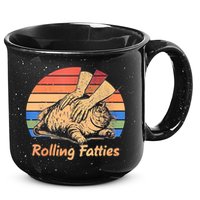 Cat Rolling Fatties Funny 15oz Campfire Ceramic Mug
