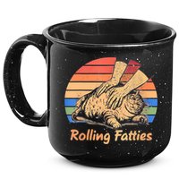 Cat Rolling Fatties Funny 15oz Campfire Ceramic Mug