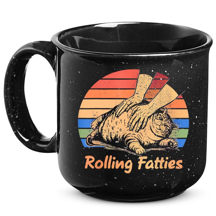 Cat Rolling Fatties Funny 15oz Campfire Ceramic Mug