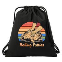 Cat Rolling Fatties Funny Drawstring Bag