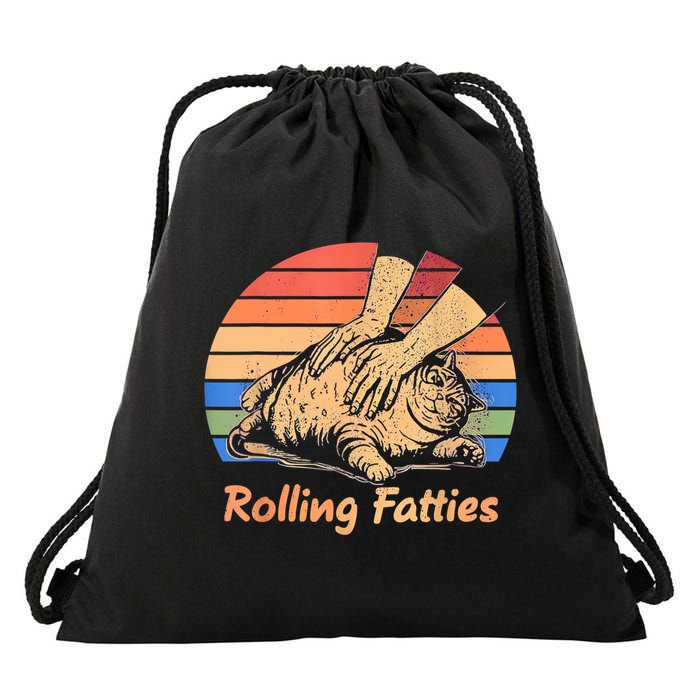 Cat Rolling Fatties Funny Drawstring Bag