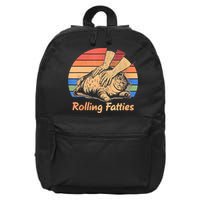 Cat Rolling Fatties Funny 16 in Basic Backpack