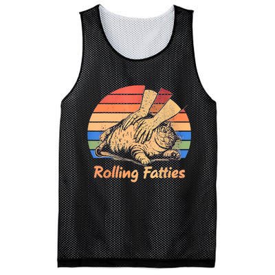 Cat Rolling Fatties Funny Mesh Reversible Basketball Jersey Tank