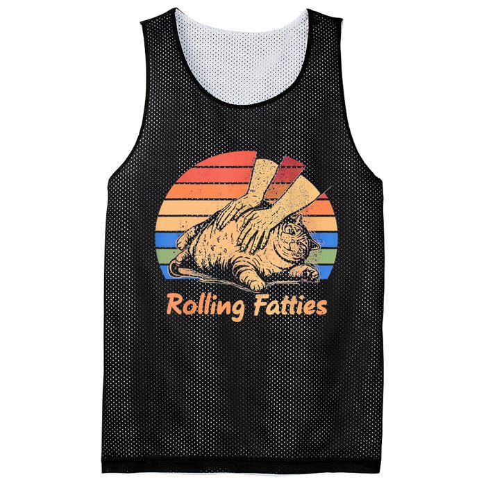 Cat Rolling Fatties Funny Mesh Reversible Basketball Jersey Tank