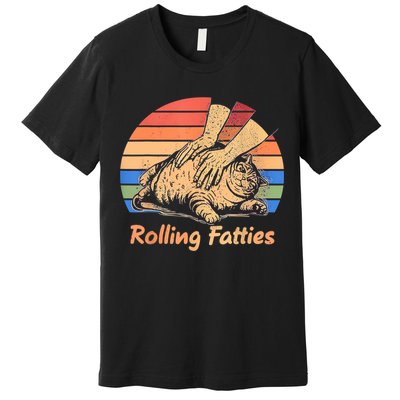 Cat Rolling Fatties Funny Premium T-Shirt