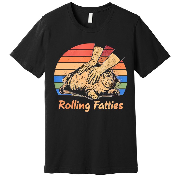 Cat Rolling Fatties Funny Premium T-Shirt