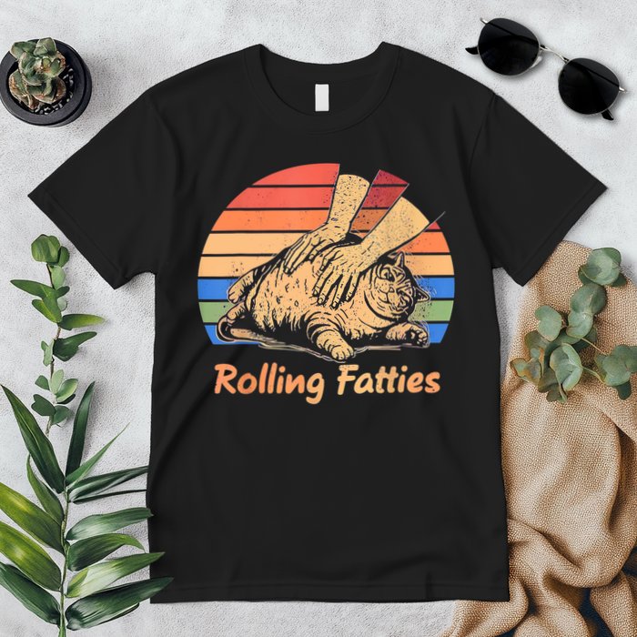 Cat Rolling Fatties Funny Premium T-Shirt