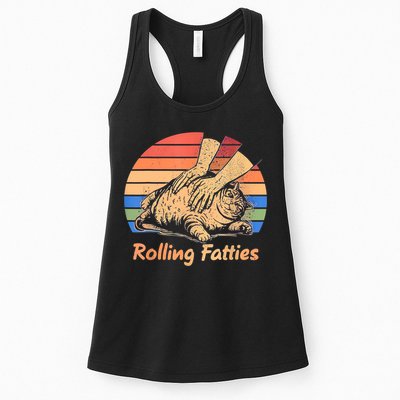 Cat Rolling Fatties Funny Womens Tank Top