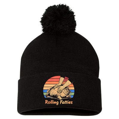 Cat Rolling Fatties Funny Pom Pom 12in Knit Beanie