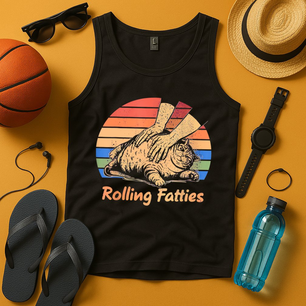 Cat Rolling Fatties Funny Tank Top