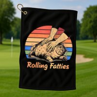 Cat Rolling Fatties Funny Golf Towel