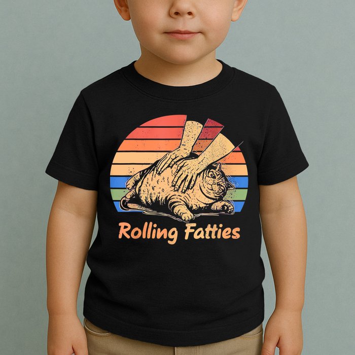 Cat Rolling Fatties Funny Toddler T-Shirt
