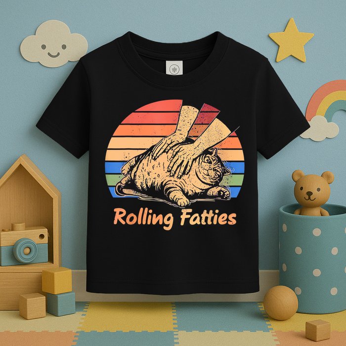 Cat Rolling Fatties Funny Toddler T-Shirt