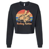 Cat Rolling Fatties Funny Cropped Pullover Crew