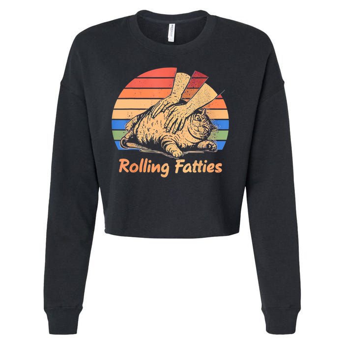 Cat Rolling Fatties Funny Cropped Pullover Crew