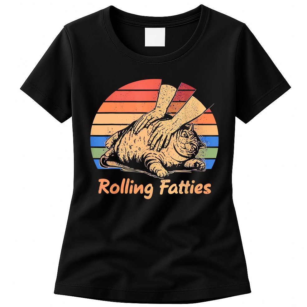 Cat Rolling Fatties Funny Womens T-Shirt