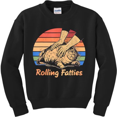 Cat Rolling Fatties Funny Kids Sweatshirt