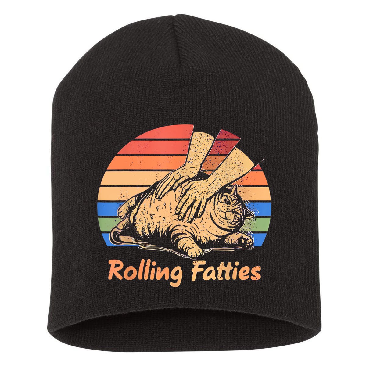 Cat Rolling Fatties Funny Short Acrylic Beanie