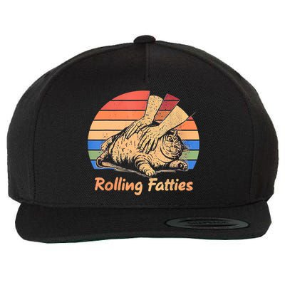 Cat Rolling Fatties Funny Wool Snapback Cap