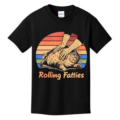 Cat Rolling Fatties Funny Kids T-Shirt