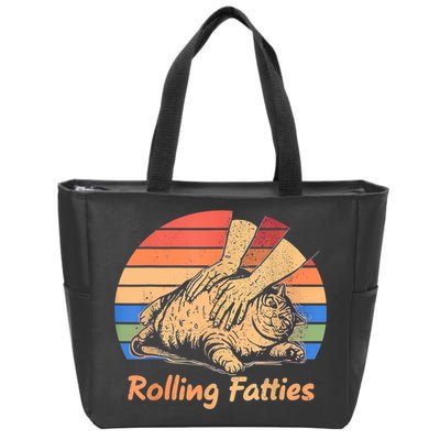 Cat Rolling Fatties Funny Zip Tote Bag